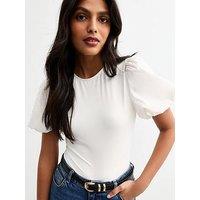 New Look White Puff Sleeve Bodysuit