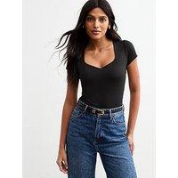 New Look Black Sweetheart Neck Jersey Bodysuit