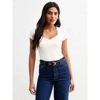 New Look White Sweetheart Neck Jersey Bodysuit