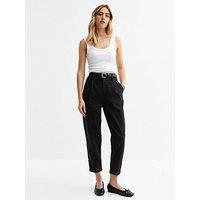 New Look Black Belted Tapered Trousers