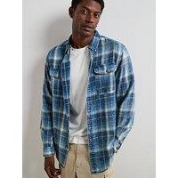 Very Man Double Pocket Washed Check Shirt - Blue