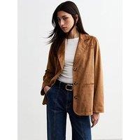 New Look Tan Faux Suede Button Up Jacket