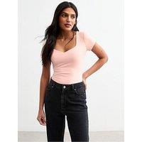 New Look Light Pink Sweetheart Neck Jersey Bodysuit