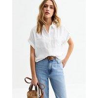 New Look White Double Chest Pocket Shirt