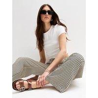 New Look Black Crinkle Textured Striped Wide Leg Trousers