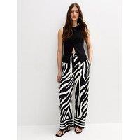 New Look Ziggy Zebra Airflow Wide Leg Trousers - Black