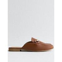 New Look Tan Faux Leather Snaffle Detail Backless Loafers