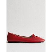 New Look Red Cutout Faux Leather Ballet Pumps