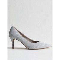 New Look Shimmer Effect Pointed Toe Court Shoes - Silver