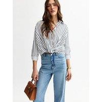 New Look Blue Striped Twist Front Shirt