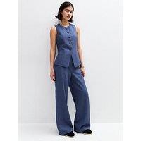 New Look Blue Tailored Pinstripe Wide Leg Trousers