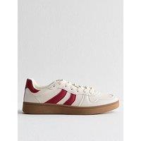 New Look Faux Leather Panelled Trainers - Red