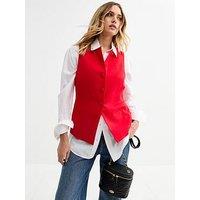 New Look Red Crew Neck Linen Blend Waistcoat