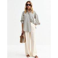 New Look Off White Drawstring Wide Leg Trousers