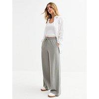 New Look Grey Striped Drawstring Waist Trousers