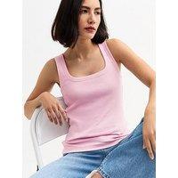 New Look Pink Ribbed Square Neck Vest Top