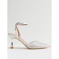 New Look Embellished Open Court Shoes - Silver