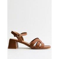 New Look Tan Woven Strap Heeled Faux Leather Sandals