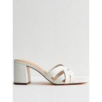 New Look Woven Strap Block Heel Sandals - White