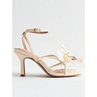 New Look Off White Faux Leather Orchid Applique Sandals - Cream