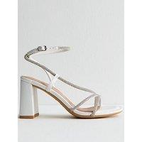 New Look White Diamant&Egrave; Embellished Multi Strap Sandals