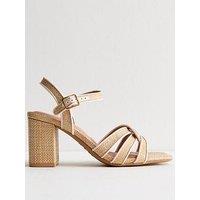 New Look Camel Raffia Look Twist Strap Sandals