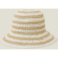 Accessorize White Stripe Bucket Hat - Natural