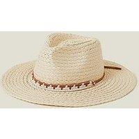 Accessorize Western Straw Fedora Hat - Natural