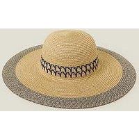 Accessorize Mono Pattern Trim Floppy Hat - Natural