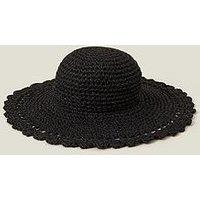 Accessorize Scallop Edge Floppy Hat - Black