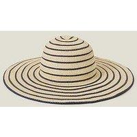 Accessorize Navy Stripe Floppy Hat - Natural