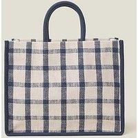 Accessorize Check Textile Handheld Bag - Blue