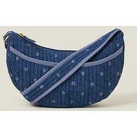 Accessorize Polka Dot Denim Slingbag - Blue
