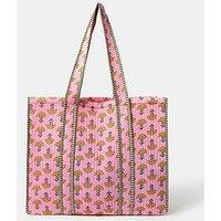 Accessorize Block Print Quilted Tote Bag - Pink