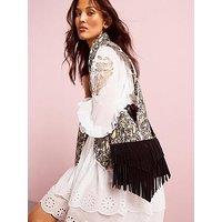 Accessorize Suede Fringe Cross Body Bag - Black