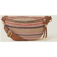 Accessorize Stripe Raffia Bum Bag - Pastel Multi