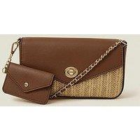 Accessorize Metallic Raffia X Body Bag - Gold