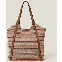 Accessorize Stripe Raffia Shoulder Bag - Pastel Multi