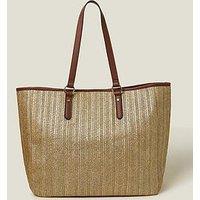 Accessorize Metallic Large Raffia Shoulder Bag - Gold