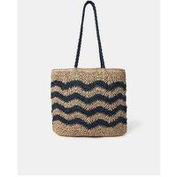 Accessorize Chevron Slouch Raffia Shoulder Bag - Natural