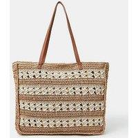 Accessorize Stripe Woven Raffia Shopper - Natural