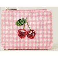 Accessorize Cherry Gingham Pouch - Pink