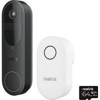 Reolink 2K 4Mp Battery Doorbell, Smart Detection & Chime Included, 2.4/5Ghz Wifi, Night Vision, 2-Way Talk D340B With Chime + 64Gb Sd Card