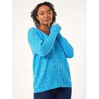 Roman Petite V-Neck Knit Jumper - Blue
