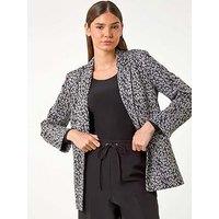 Roman Animal Print Ponte Blazer - Grey