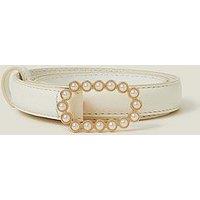 Accessorize Pearl Buckle Belt - Cream
