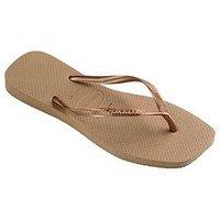 Havaianas Square Logo Metallic Flip Flops - Rose Gold