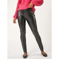 Roman Faux Leather Stretch Legging - Black