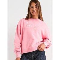 Hugo Deroxina Logo Crew Neck Sweat Top - Pink