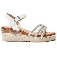Moda In Pelle Kandace Wedge Sandals - White/Silver
